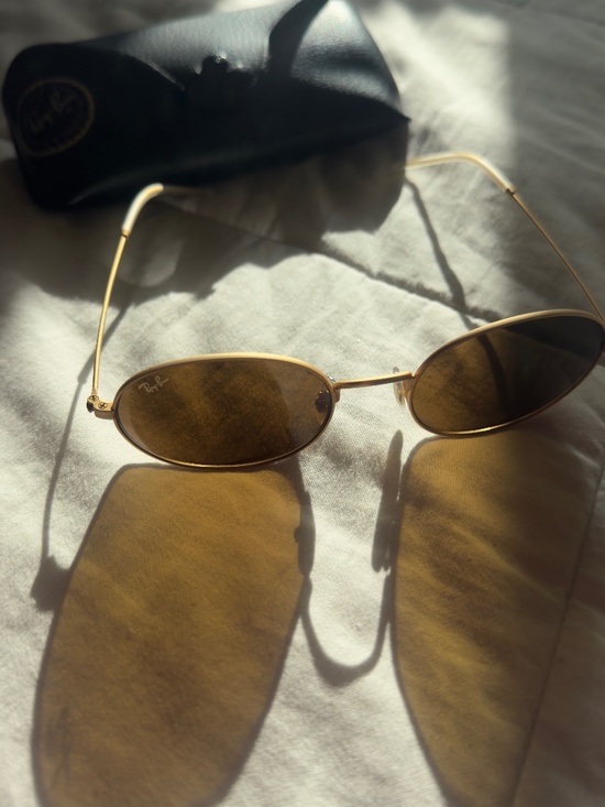 Ray-Ban Gold Frame Brown Lens Oval Sunglasses